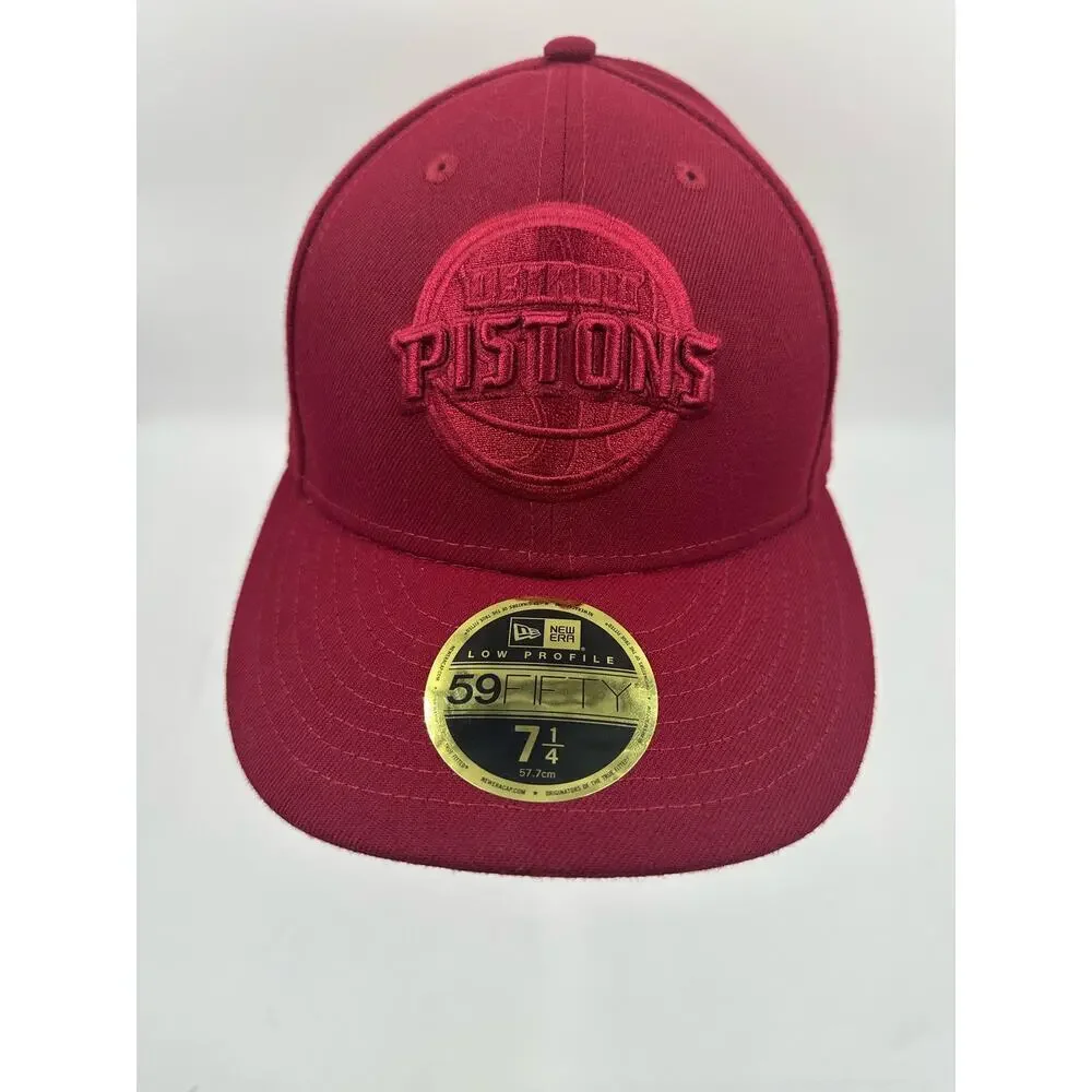 Detroit Pistons Hat Cap - Size 7 1/4 - 59Fifty New Era - Red on Red - NBA